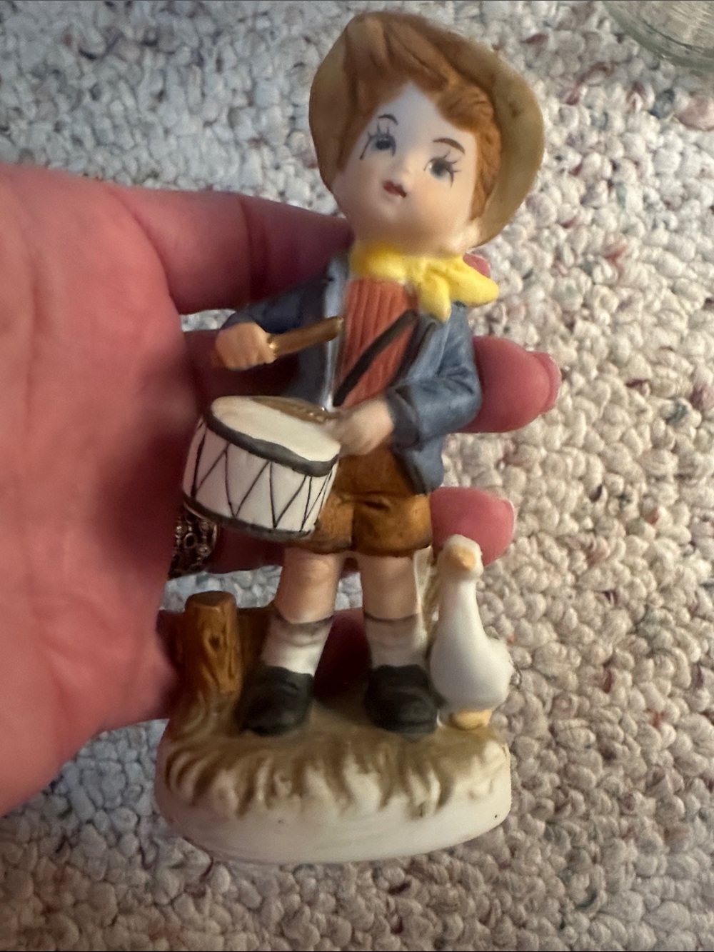 vintage porcelain bisque "Little Drummer Boy with Goose" figurine